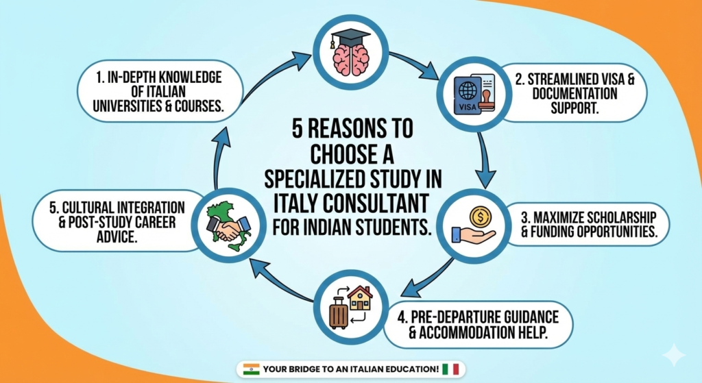 5 Reasons to Choose a Specialized Study in Italy Consultant for Indian Students?