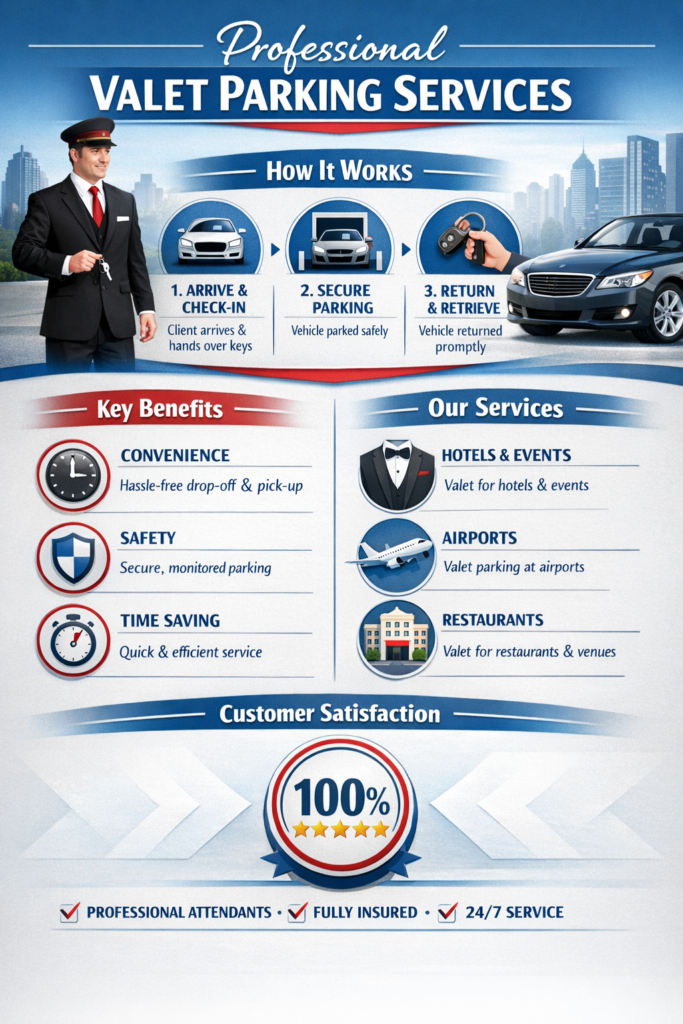 Trusted Valet Parking Services Available 24/7 for Any Occasion